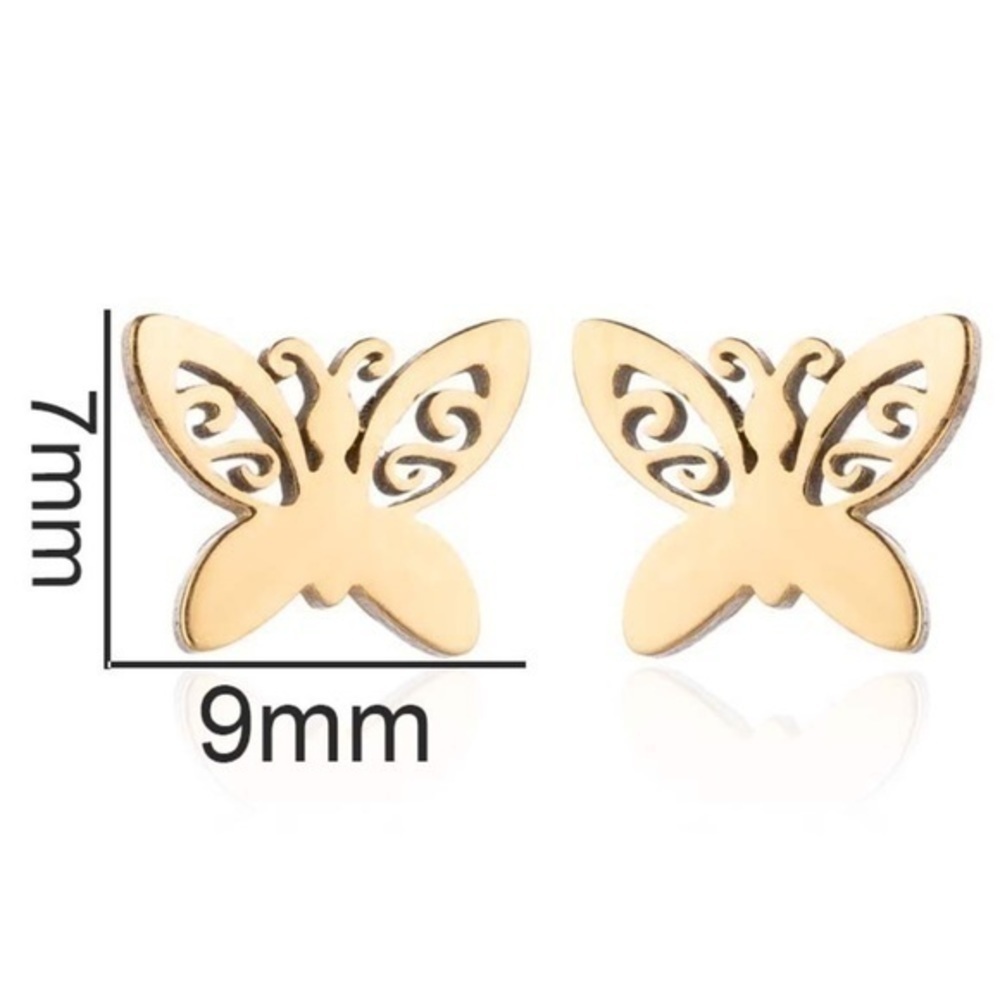 Butterfly Stainless Steel Stud Earrings - Picture 3 of 3